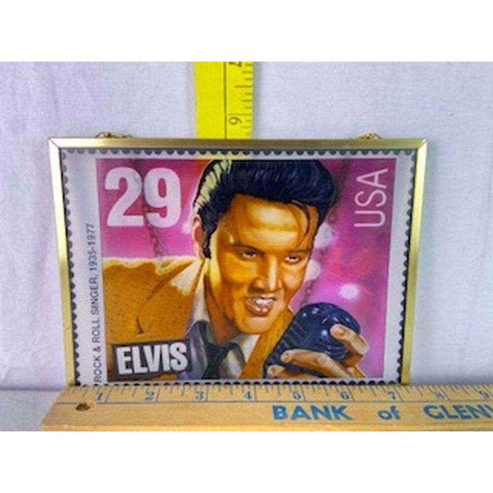 Vtg. Elvis Presley 1993 usps commemorative stamp glass/metal sign